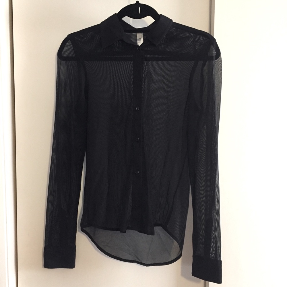 American Apparel Black Mesh Button Down Size M